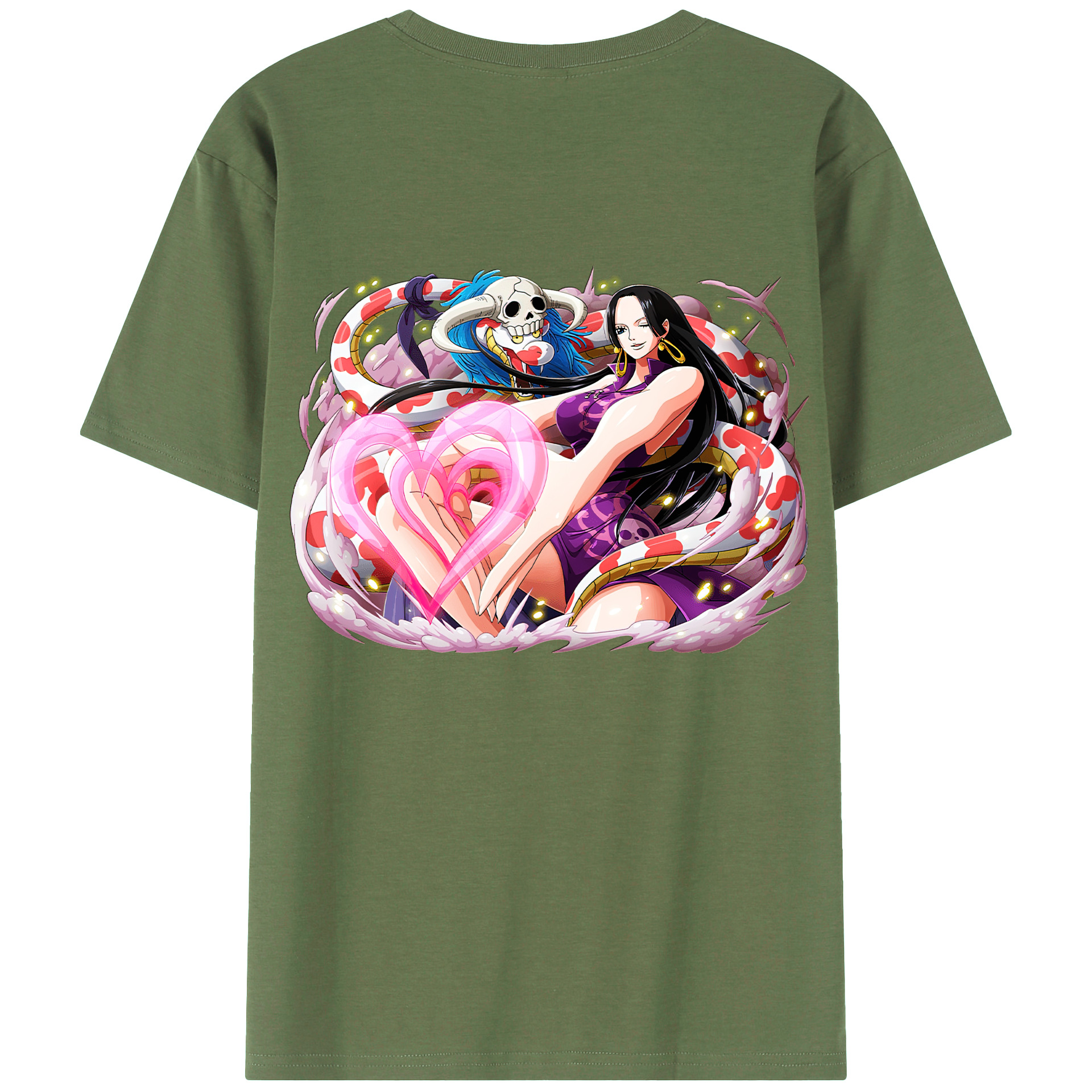 ワンピース ボア・ハンコック ONE PIECE Boa·Hancock 綿100％ メンズ半袖Tシャツ（バックプリント） 通気性